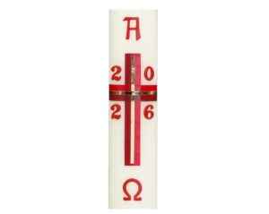 Osterkerze rotes Kreuz mit Gold Osterkerze rotes Kreuz mit Gold