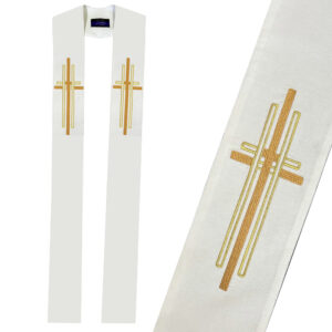 Stola mit Doppelkreuz in weiss