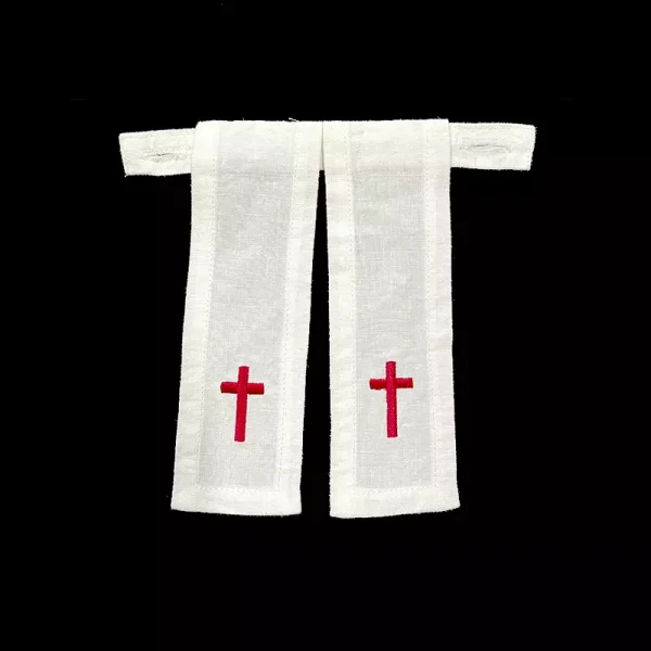 Beffchen mit Kreuz in Rot